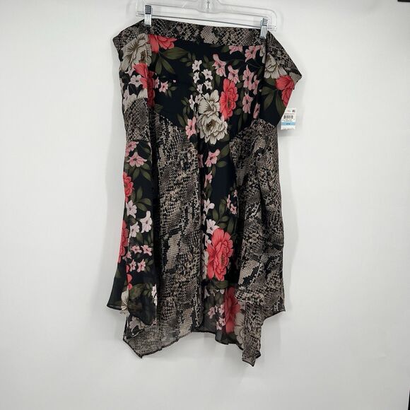 NWT INC International Concepts 20W Plus Floral Snake Print Lined Flowy Skirt - Picture 2 of 11